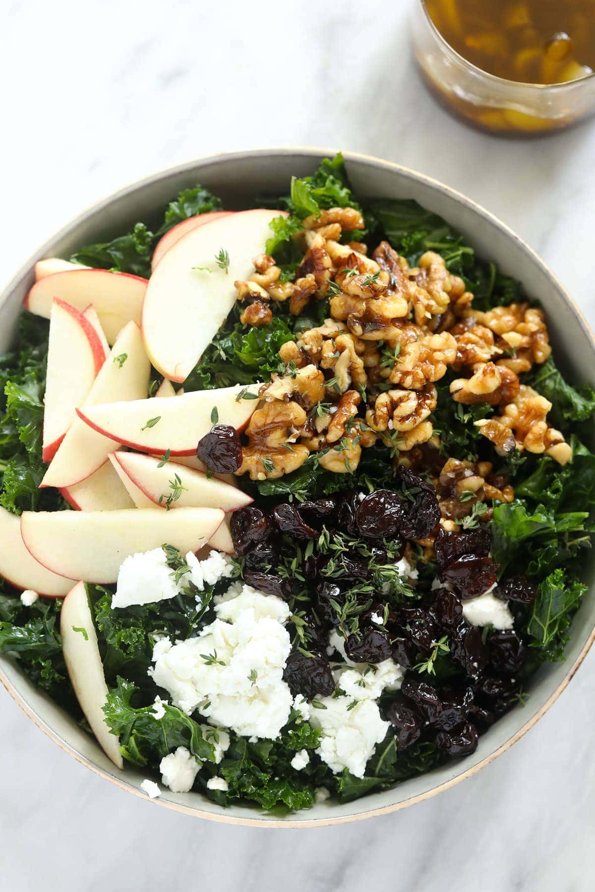 Thanksgiving salad in bowl with apples