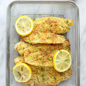 Parmesan tilapia in a basket