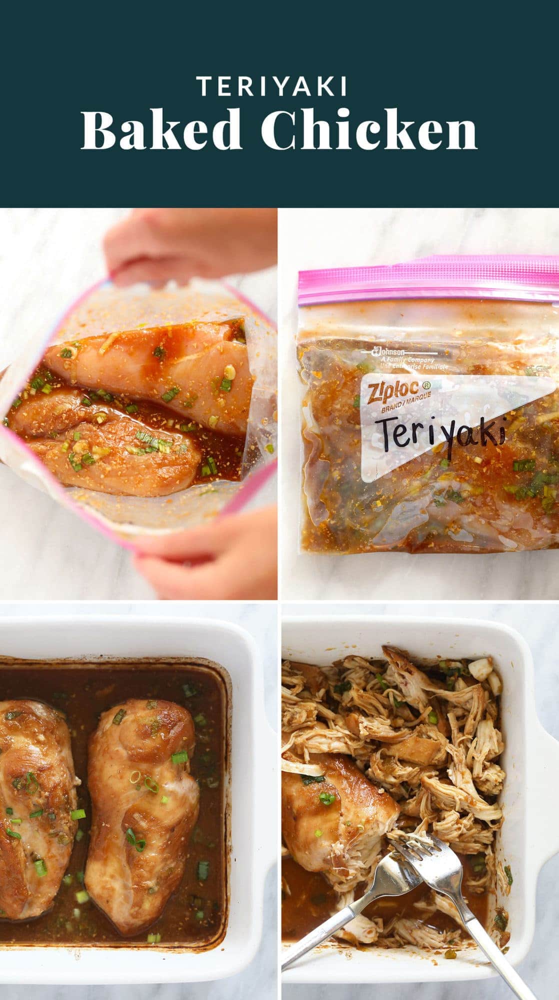 baked teriyaki chicken collage.