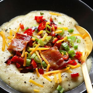 loaded baked potato soup in a bowl