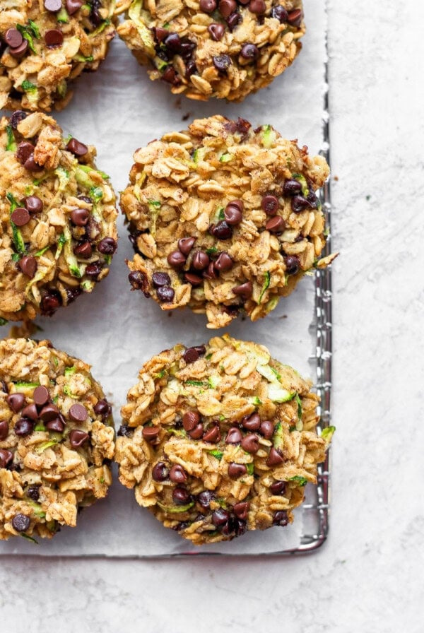 a tray of granola muffins on a baking sheet.