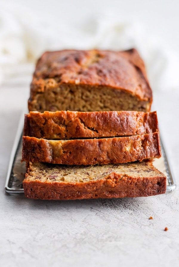 sliced banana bread