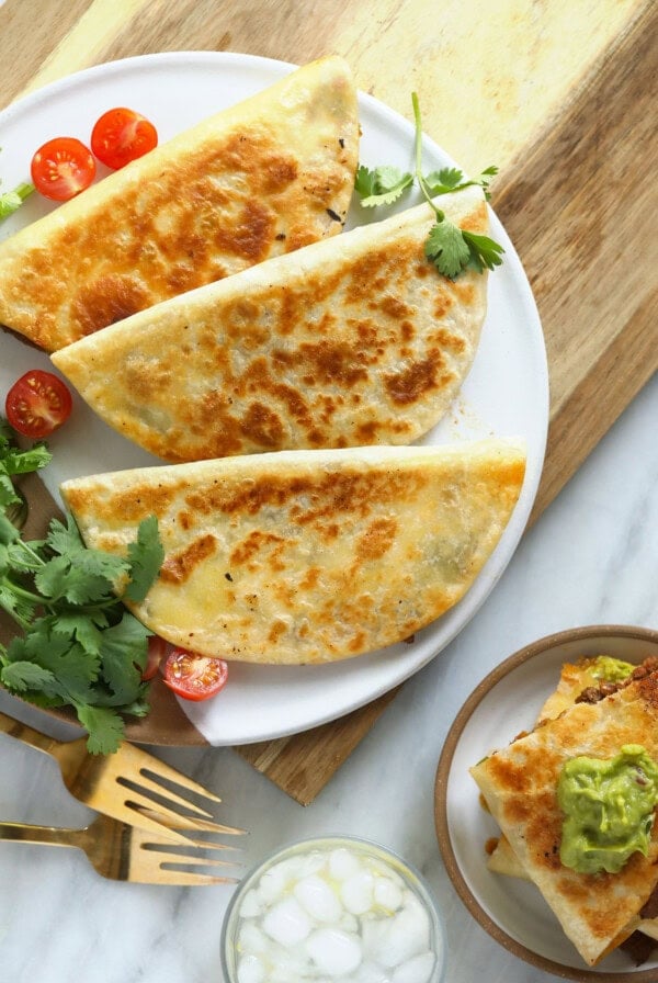 chicken quesadillas on a plate