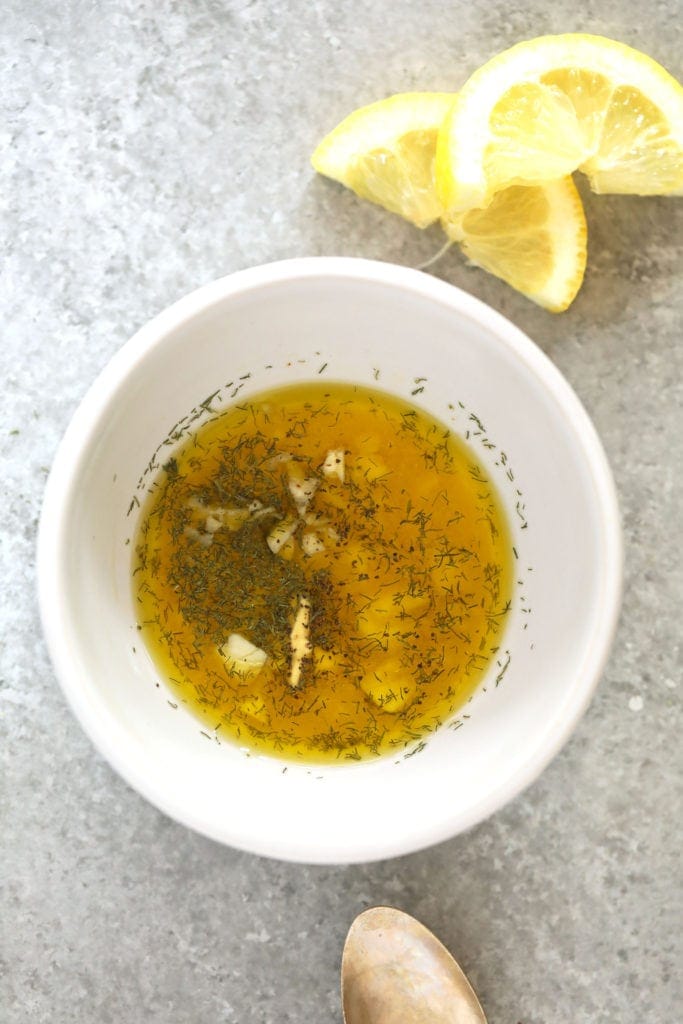 All the salmon marinade ingredients in a bowl. 