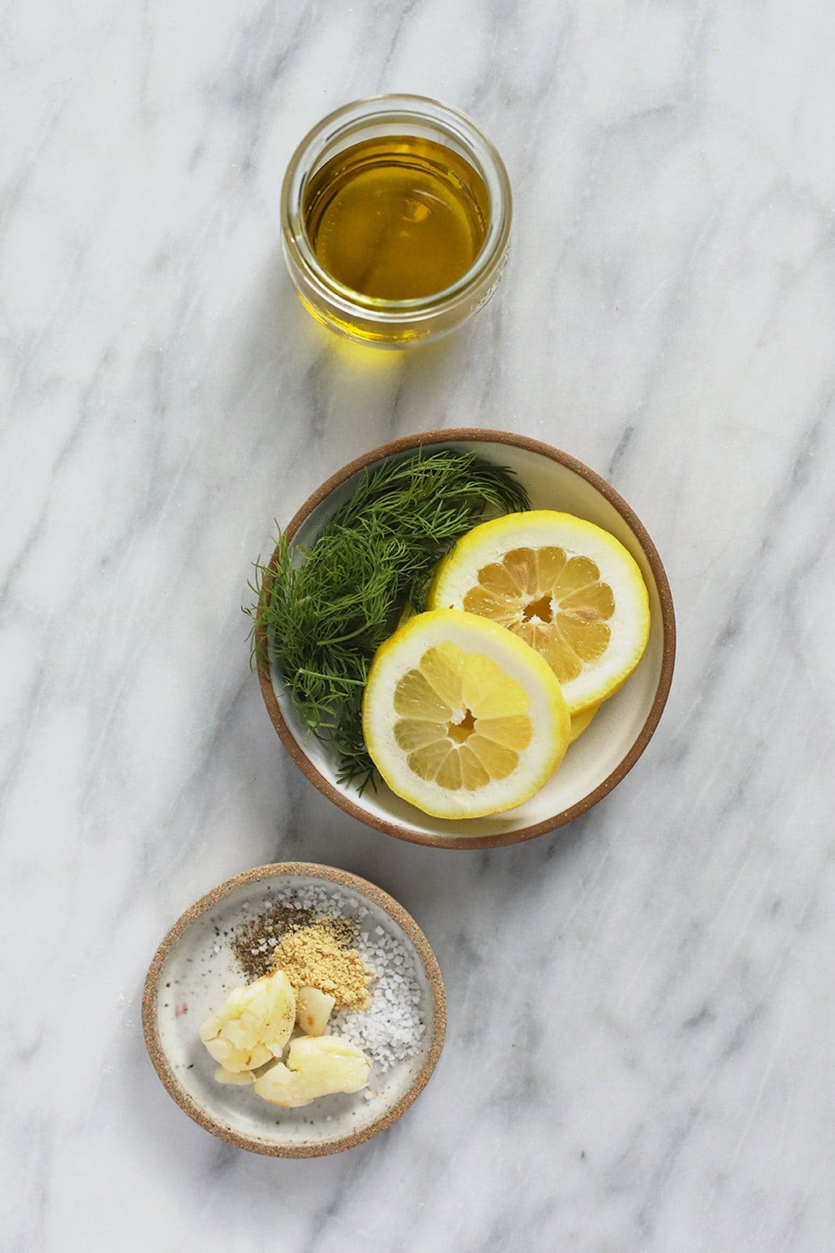 lemon chicken marinade ingredients ready to be mixed together