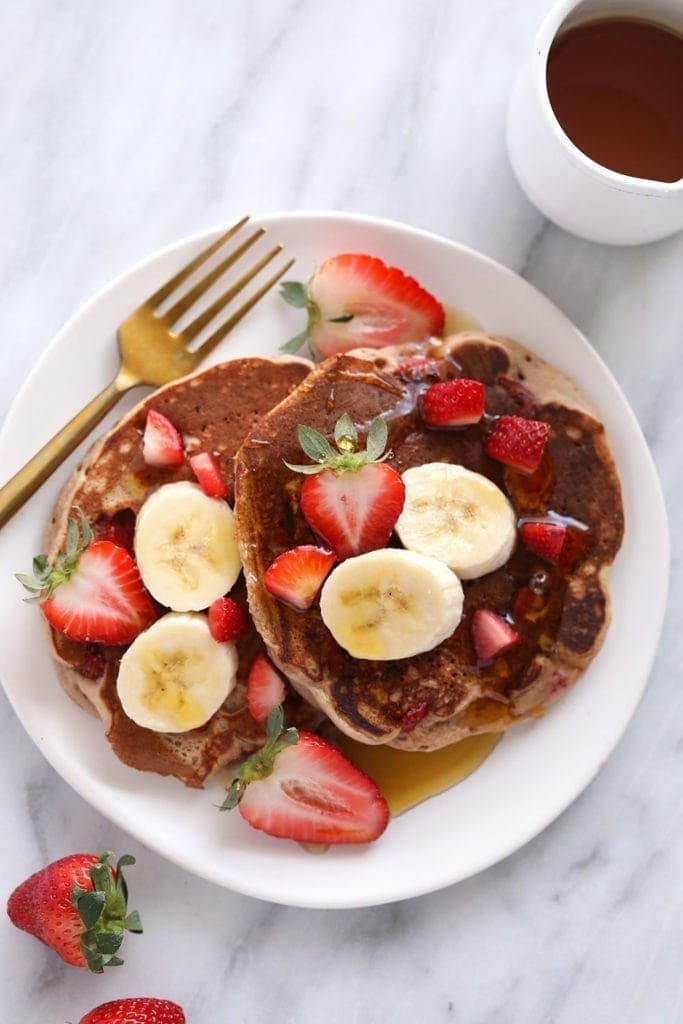 strawberry pancakes on a plate