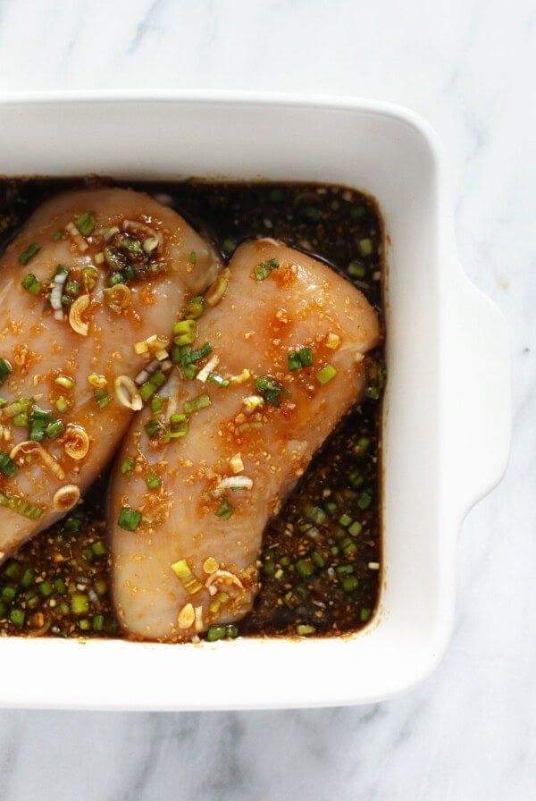 chicken marinating in teriyaki sauce