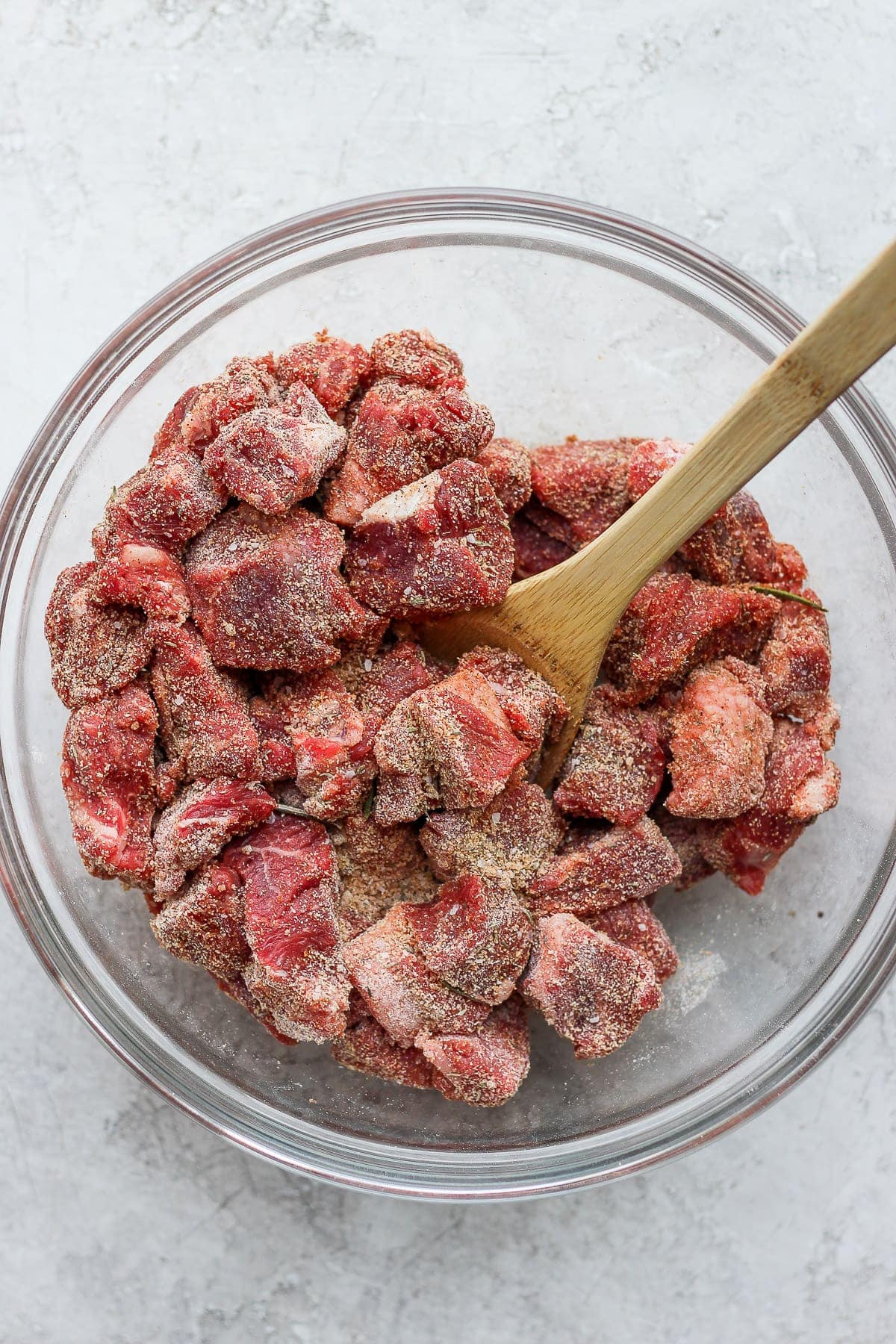 instant pot beef stew meat seasoned and ready to be browned