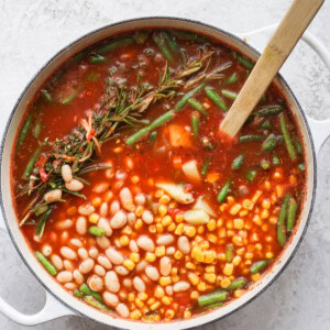 Vegetable soup in a bowl.