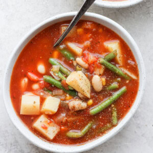 Vegetable soup in a bowl.