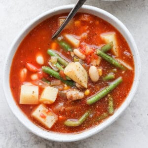 A bowl of vegetable soup.