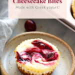 Cranberry Swirl Greek Yogurt Cheesecake Bites