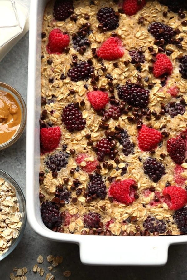 baked oatmeal in casserole dish