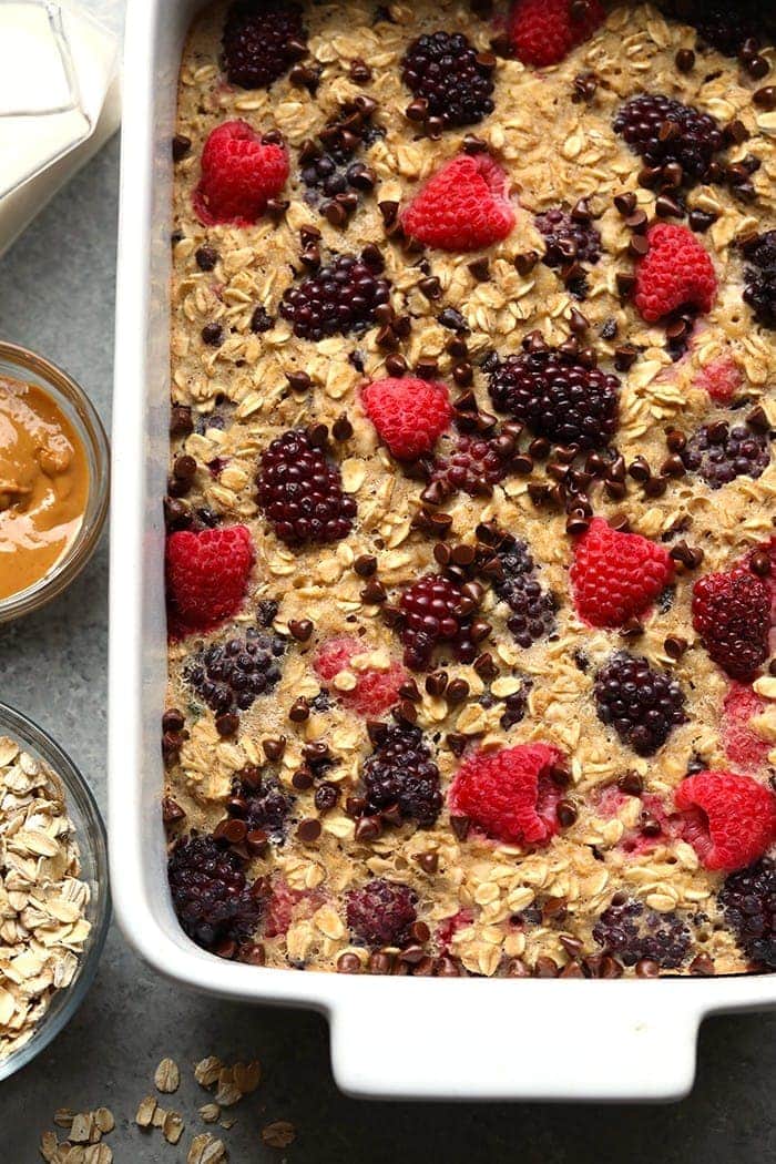 baked oatmeal in casserole dish