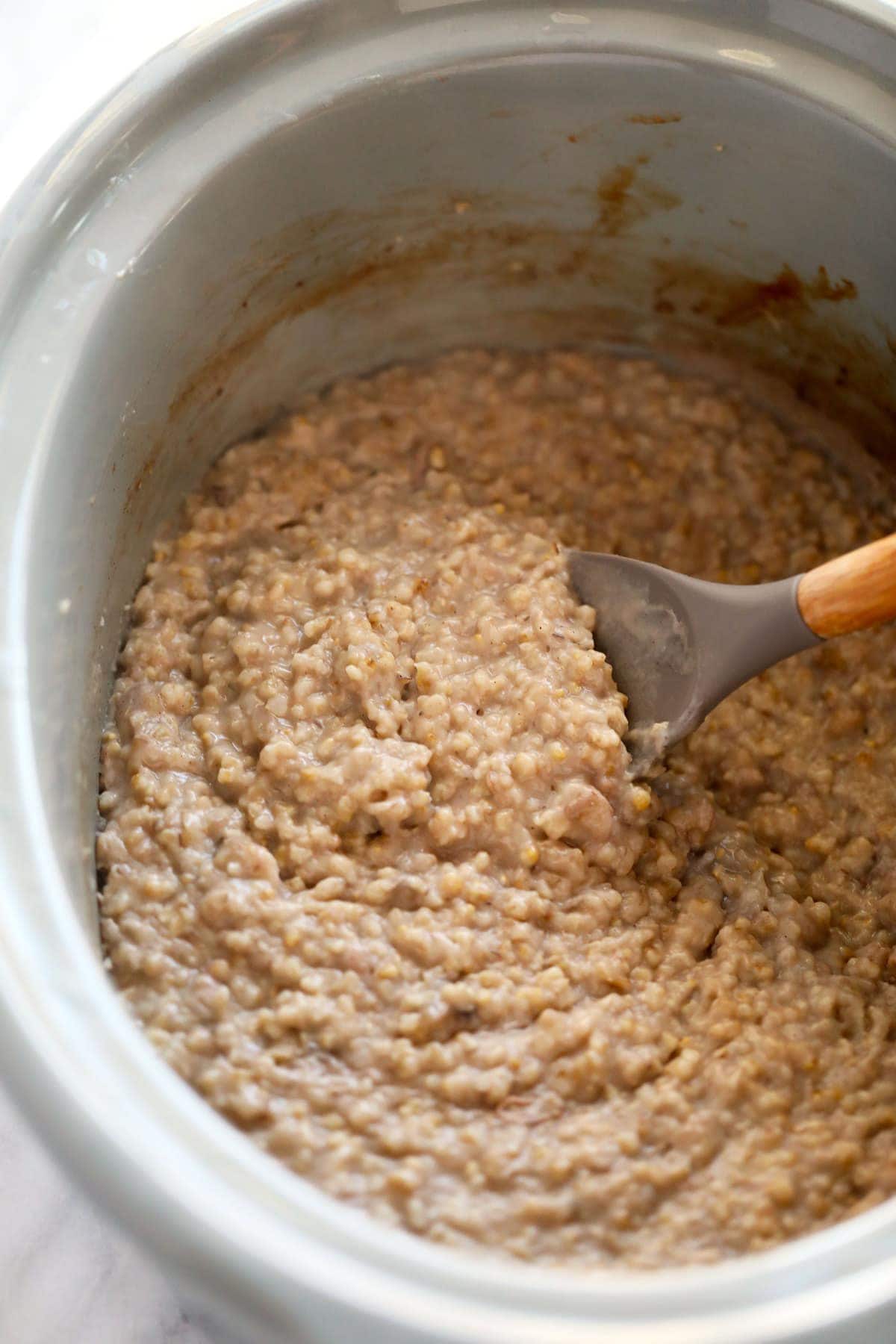 cooked steel cut oats in slow cooker