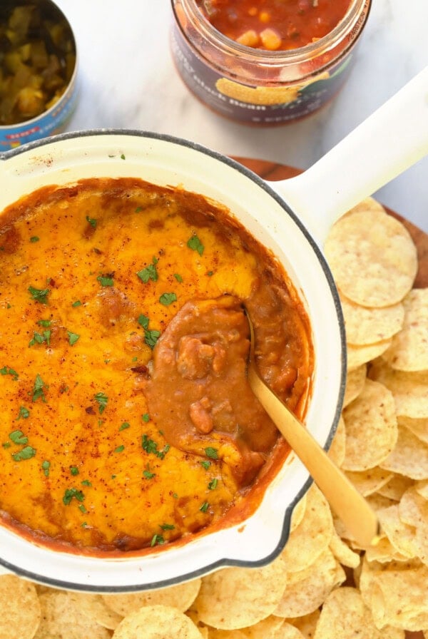 bean dip with tortilla chips