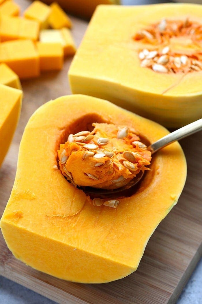 cutting butternut squash