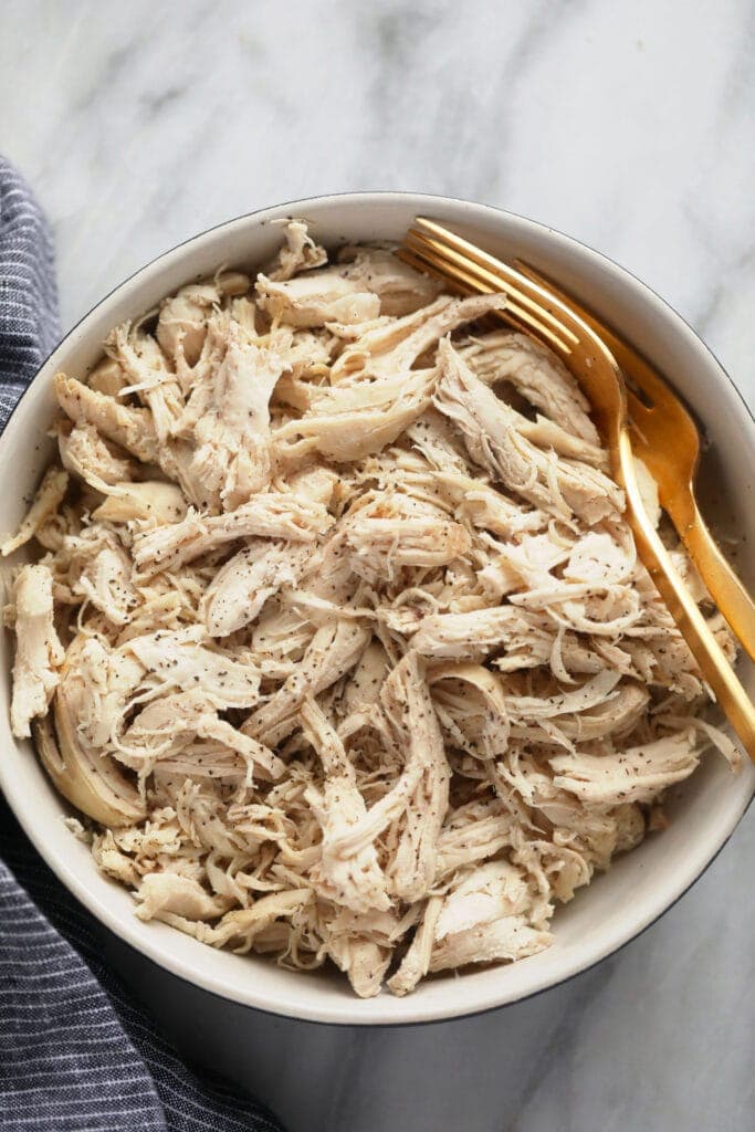 instant pot shredded chicken in a bowl.