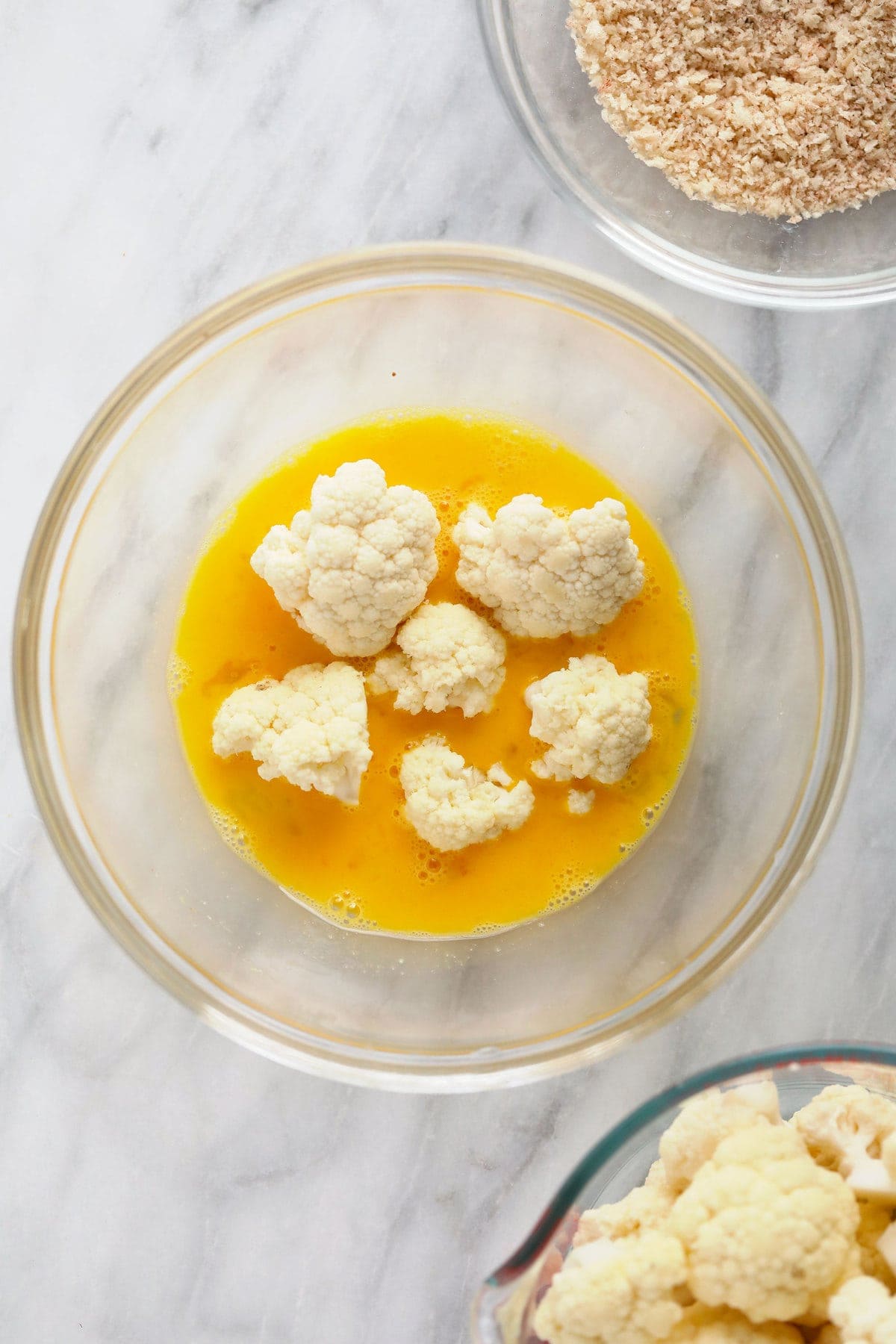 cauliflower in egg wash