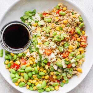 cauliflower fried rice in a bowl