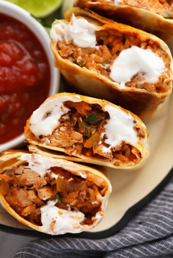 shredded chicken burritos