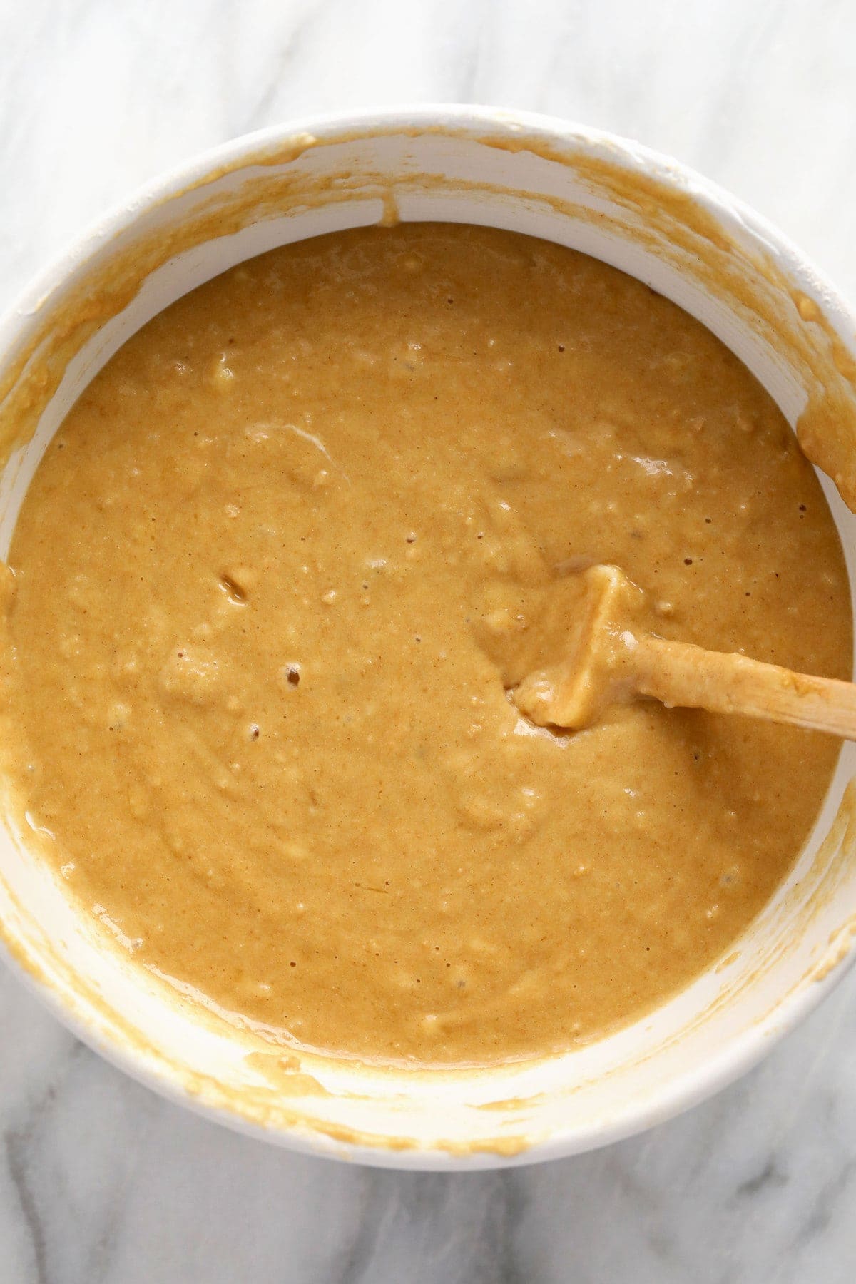 Cinnamon swirl batter in a bowl. 