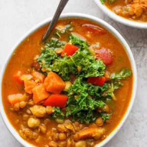 Instant Pot Soup in a bowl with toppings