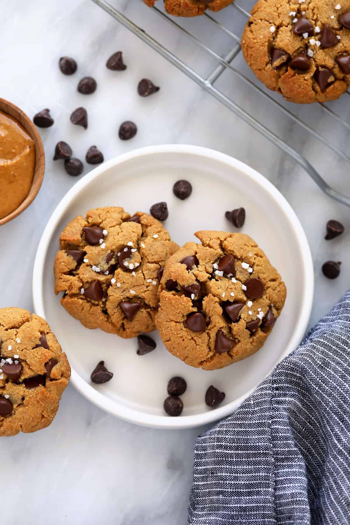 healthy peanut butter cookies on a plate