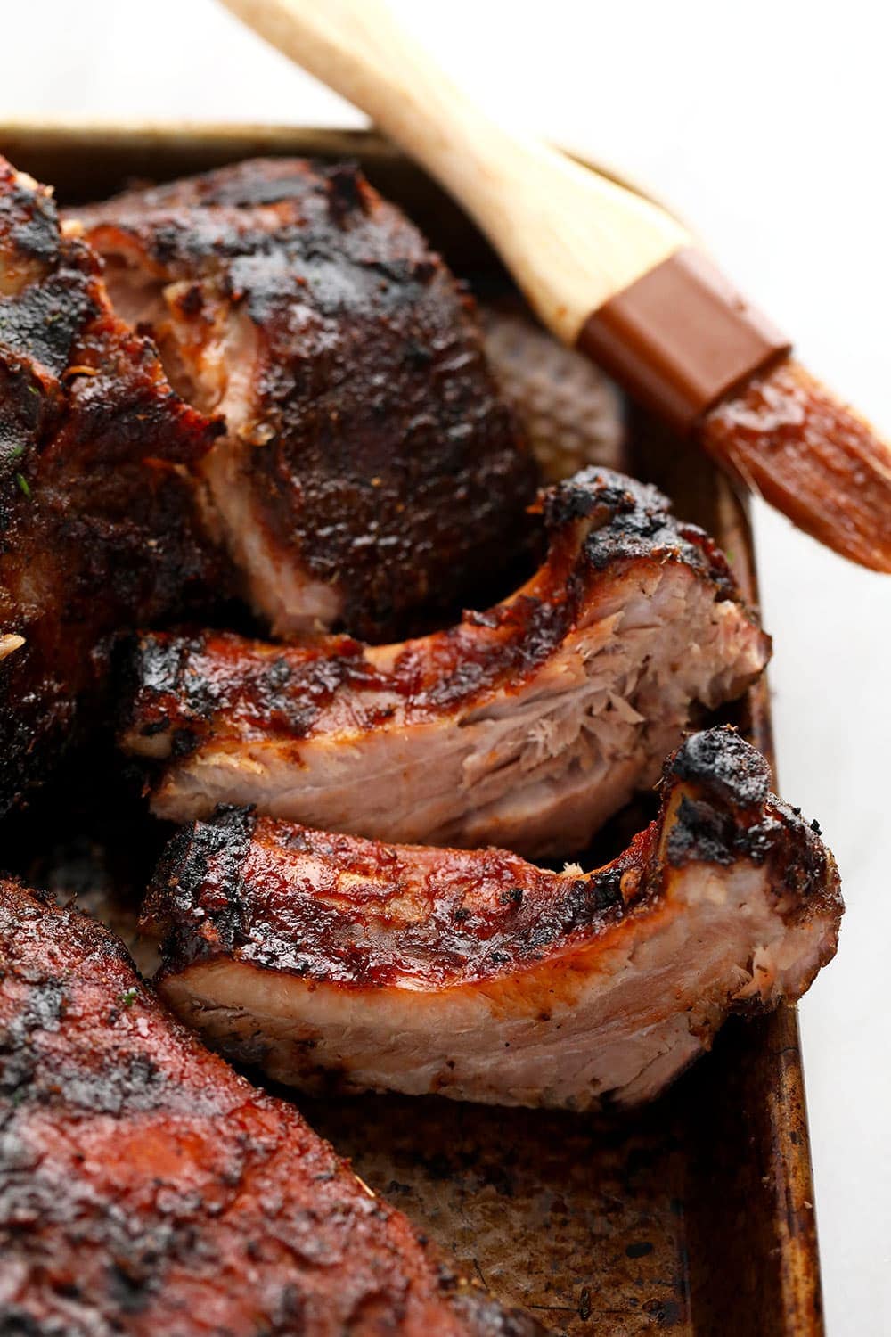 sous vide ribs on baking sheet.