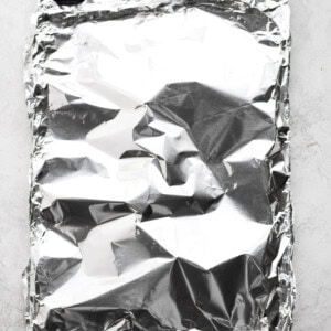 sheet pan wrapped in foil.