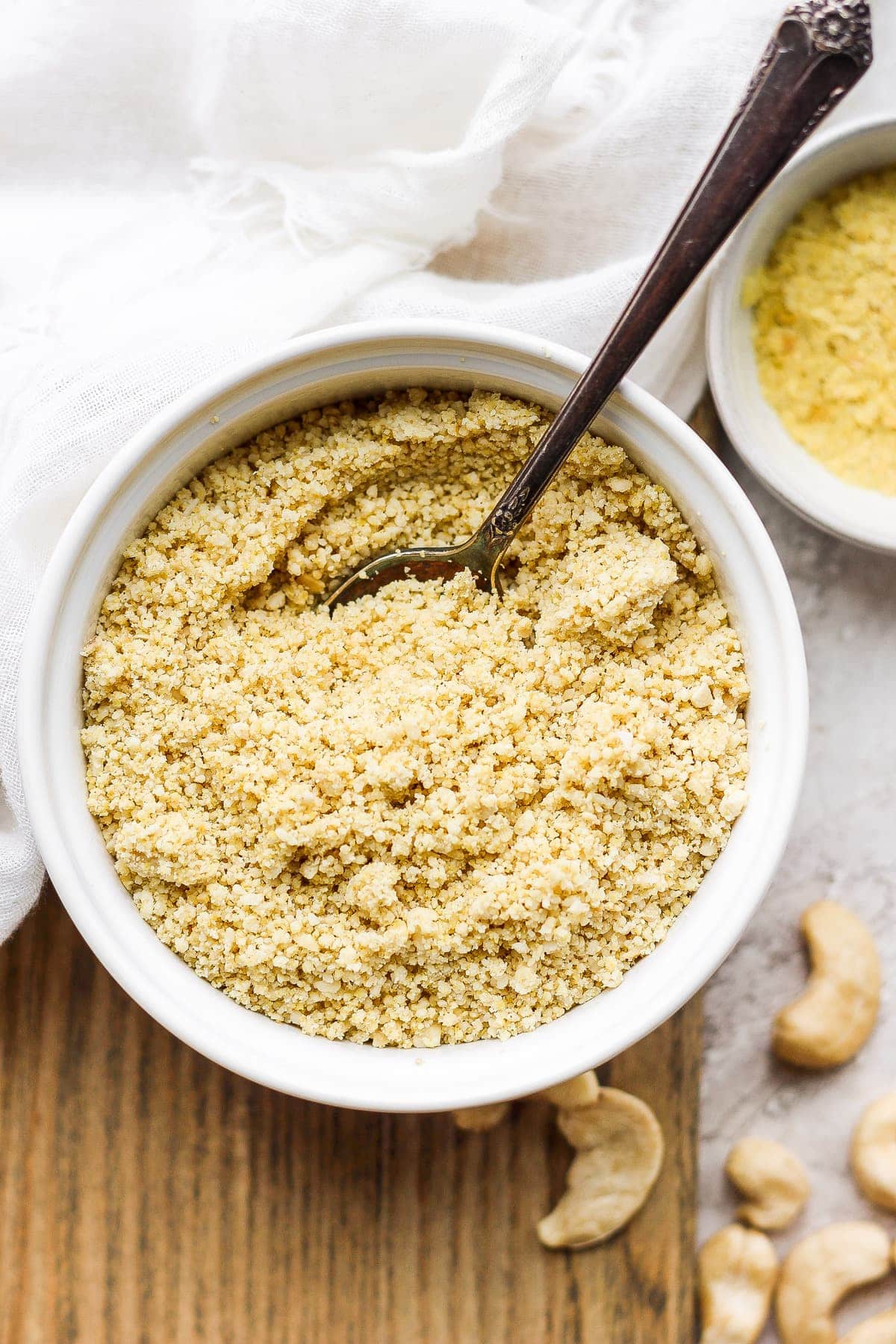 vegan parmesan cheese in a bowl