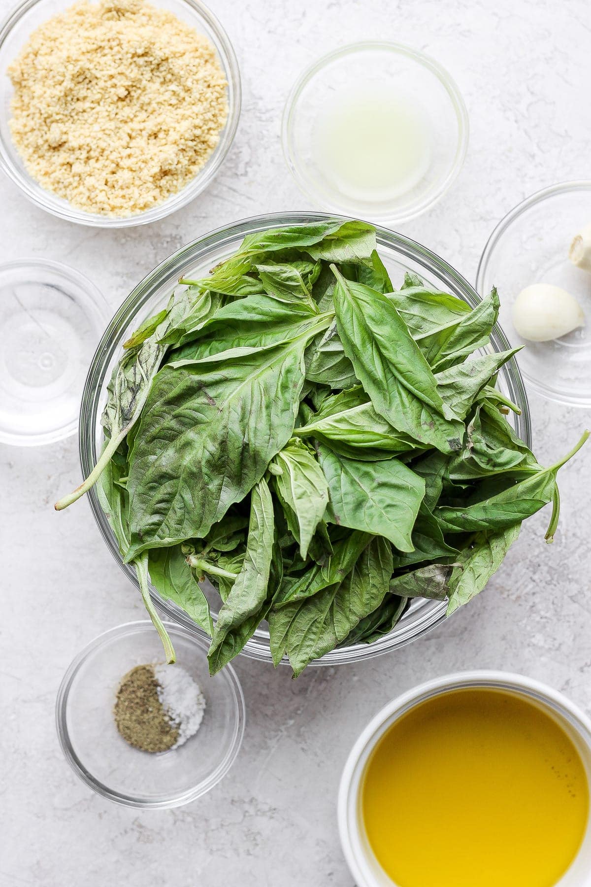 fresh basil, garlic, lemon, parmesan cheese, and olive oil