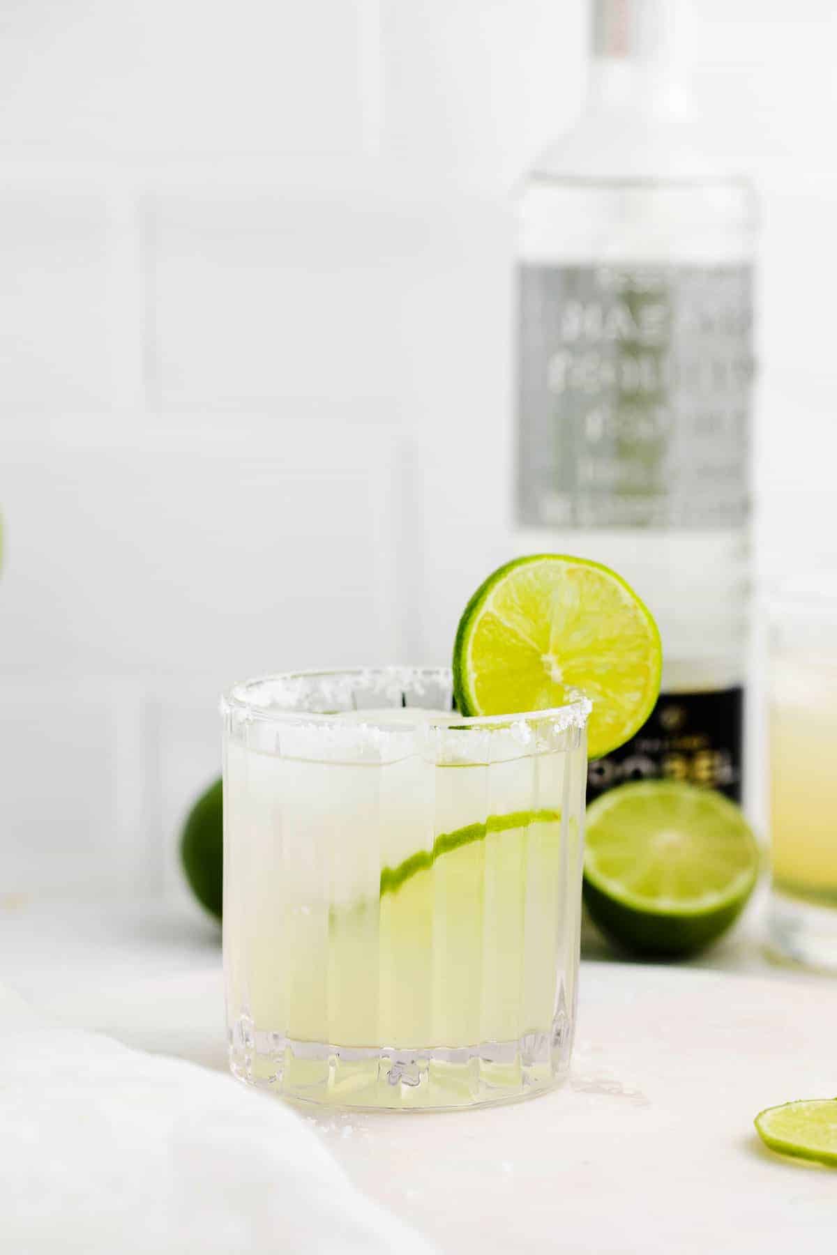 A classic margarita in a glass. 