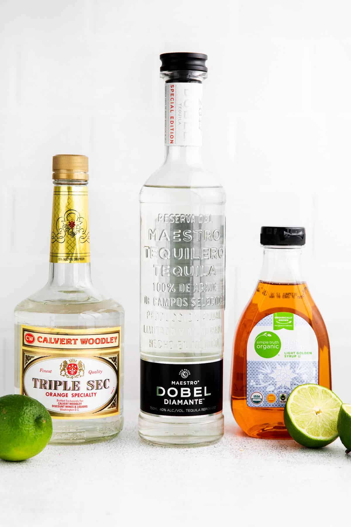 All of the ingredients for a classic margarita. 