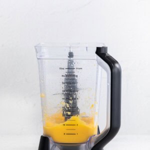 blended mango margarita in blender.