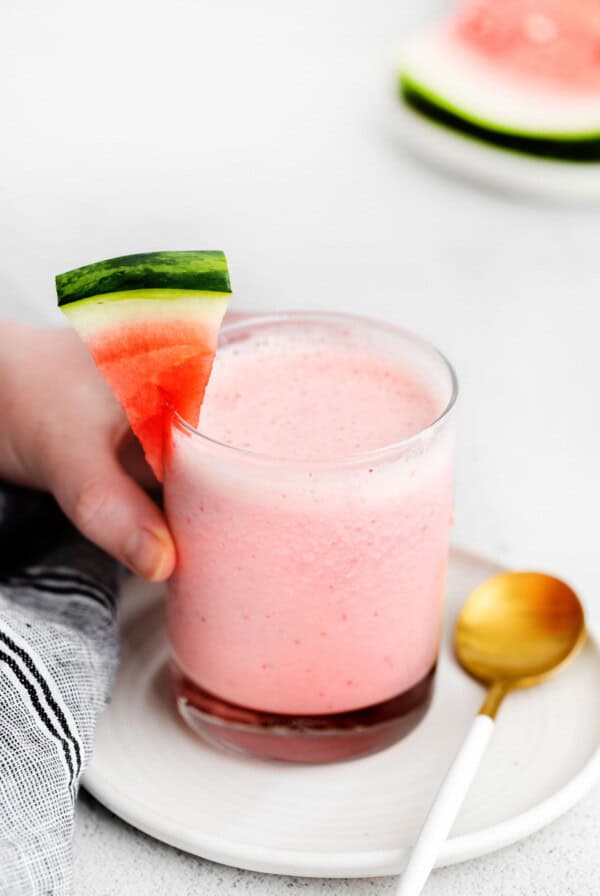 Watermelon smoothie in a glass.