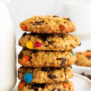 stack of monster cookies