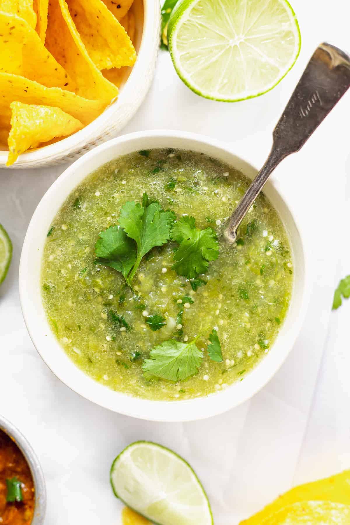 Salsa verde recipe in a bowl. 