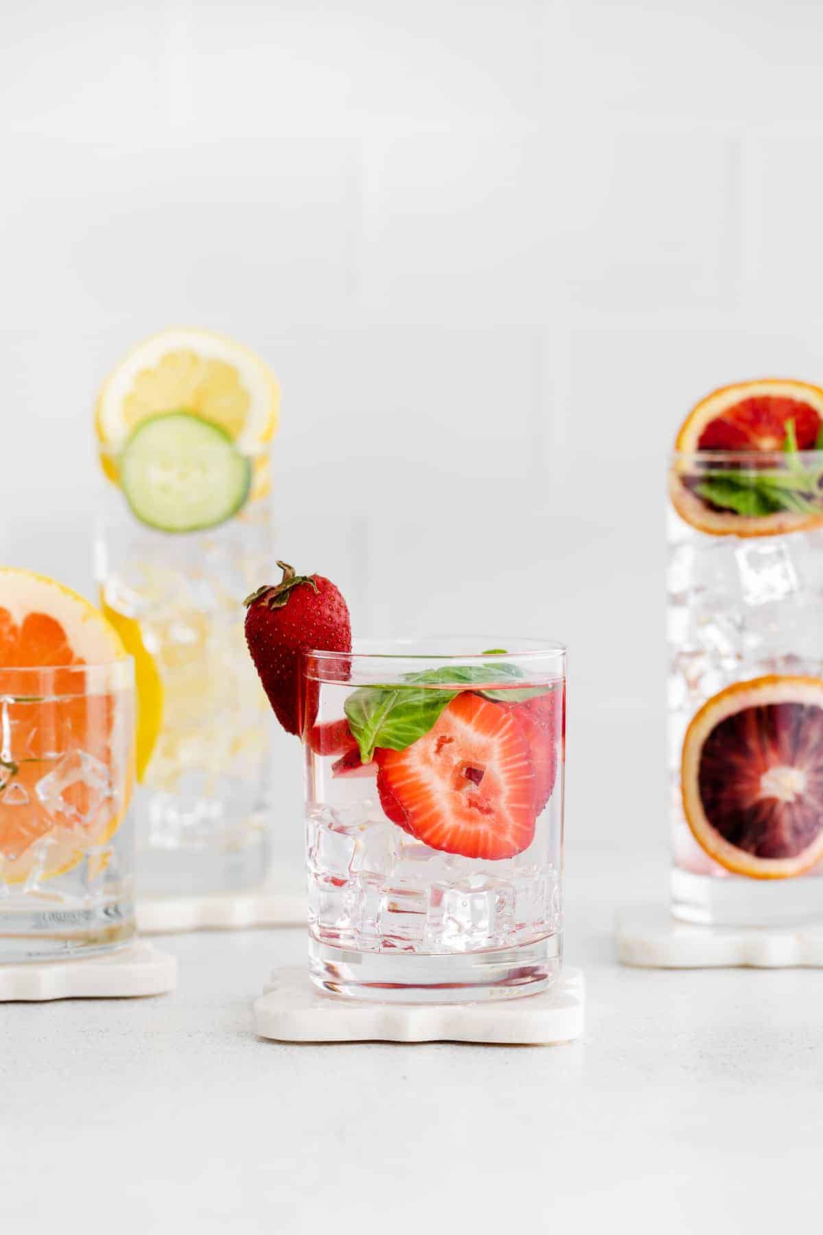 Fruit infused water in glasses.