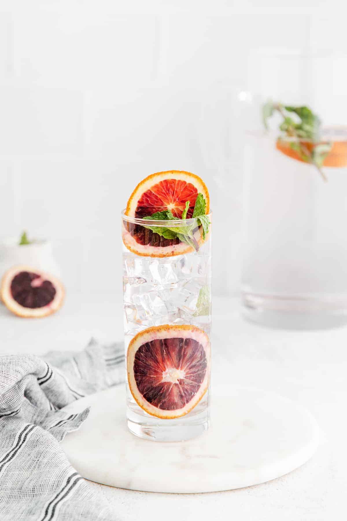 Blood orange and fresh mint infused water