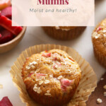 Rhubarb muffins on a muffin paper.