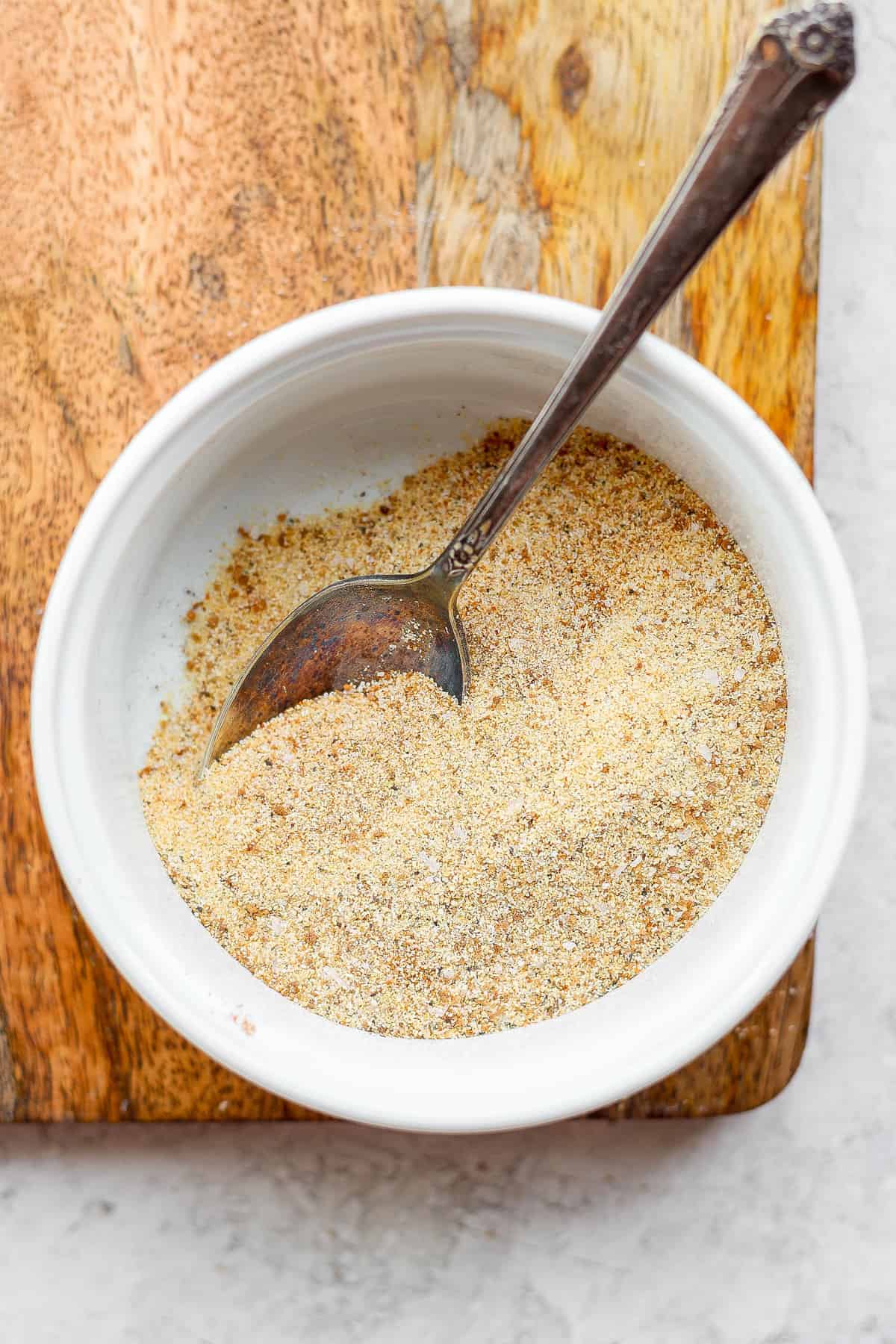 Smoked chicken dru rub in a bowl. 