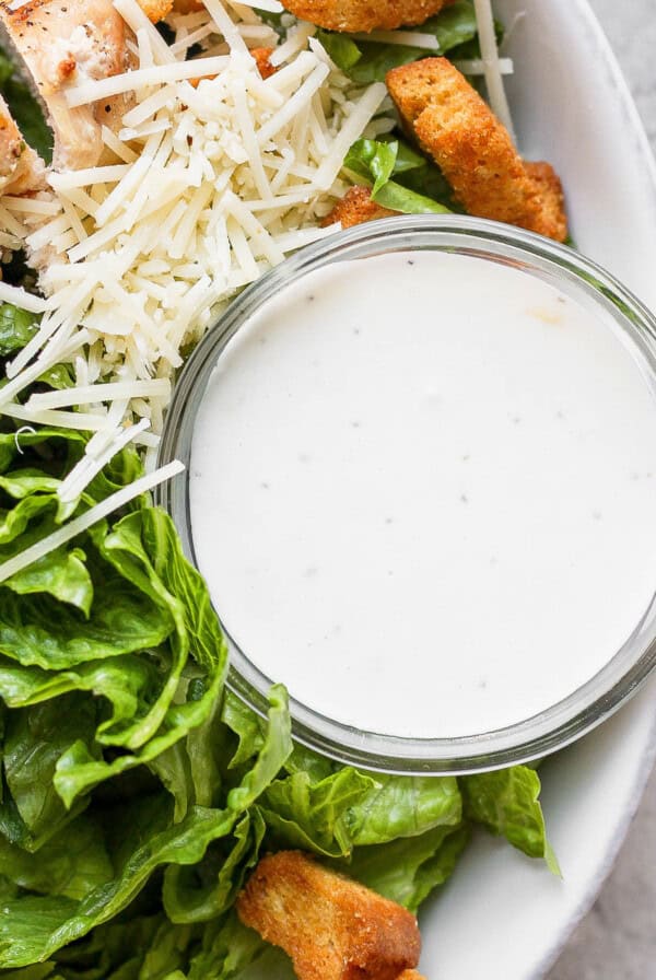 Caesar dressing in a bowl.