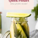 Refrigerator pickles in a jar.