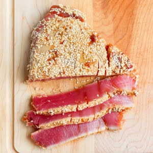 sliced ahi tuna.