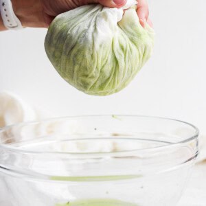 squeezing moisture out of zucchini.