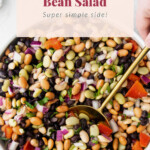 Bean salad with herbs, red onion, and other ingredients.