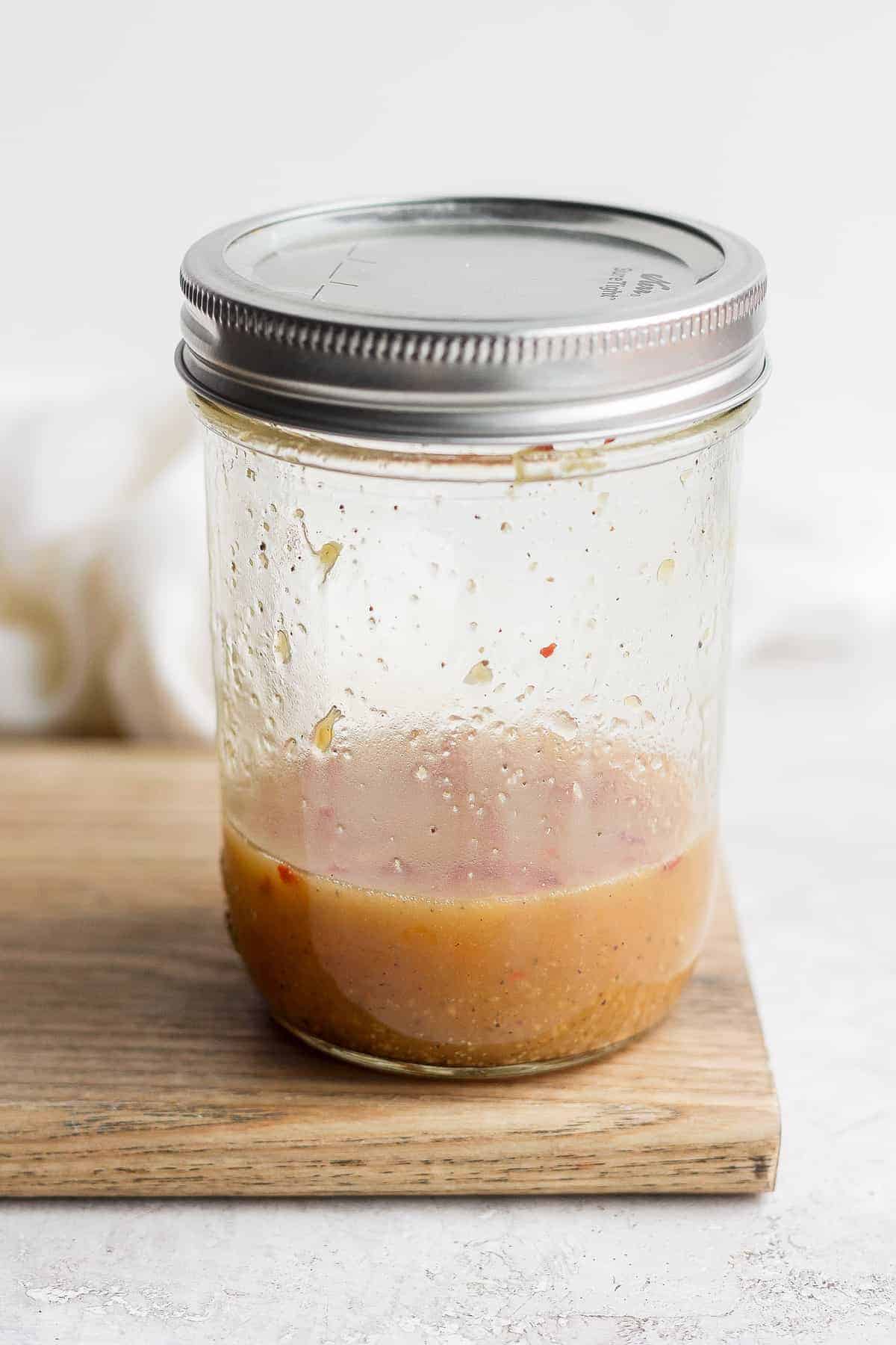 Ginger miso dressing in a jar. 