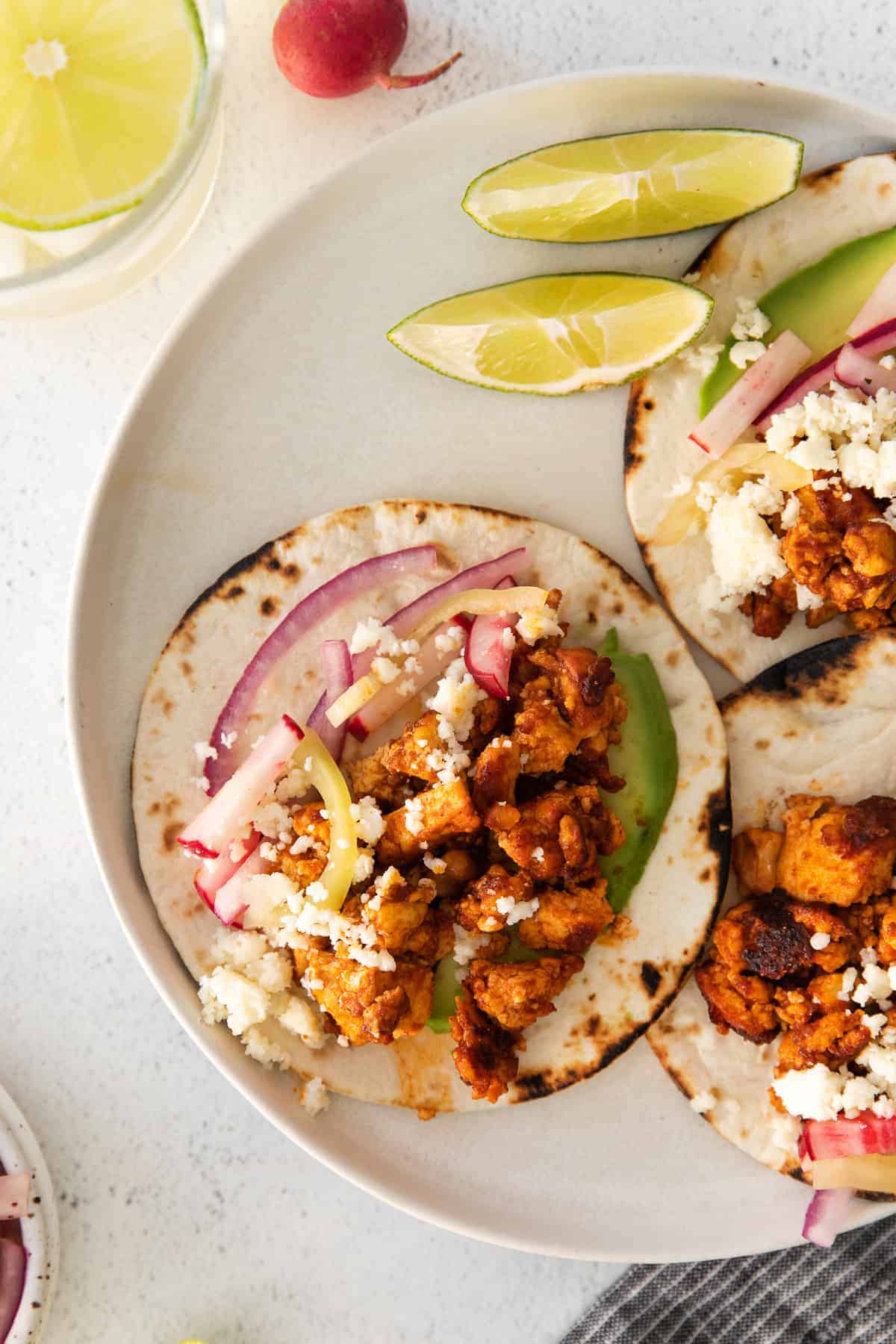 Tofu tacos on a plate