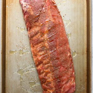 ribs on baking sheet.